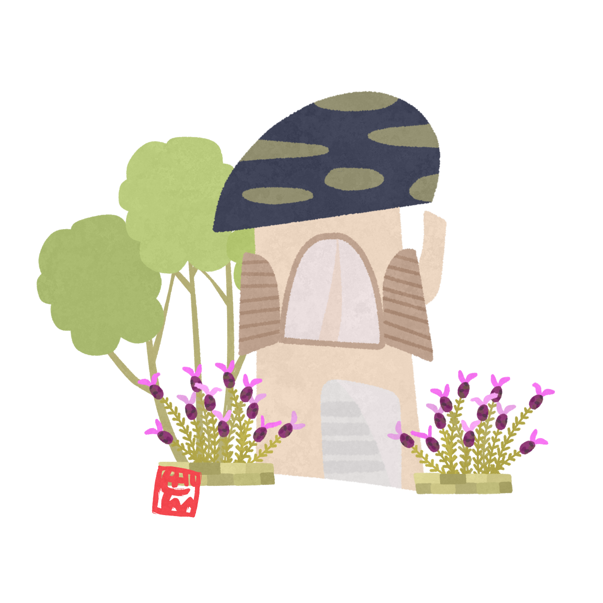 ラベンダーの咲く家のイラスト